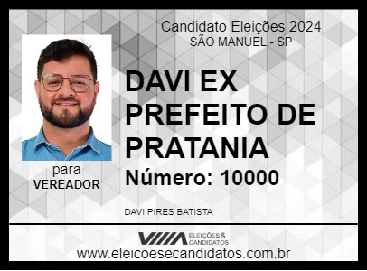 Candidato DAVI EX PREFEITO DE PRATANIA 2024 - SÃO MANUEL - Eleições