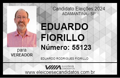 Candidato EDUARDO FIORILLO 2024 - ADAMANTINA - Eleições