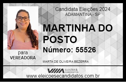 Candidato MARTINHA DO POSTO 2024 - ADAMANTINA - Eleições