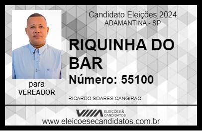 Candidato RIQUINHA DO BAR 2024 - ADAMANTINA - Eleições