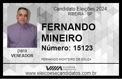 Candidato FERNANDO MINEIRO 2024 - RIBEIRA - Eleições