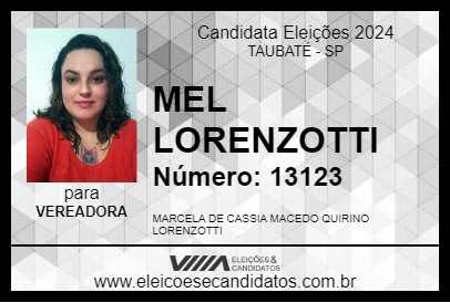 Candidato MEL LORENZOTTI 2024 - TAUBATÉ - Eleições