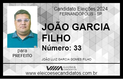 Candidato JOÃO GARCIA FILHO 2024 - FERNANDÓPOLIS - Eleições