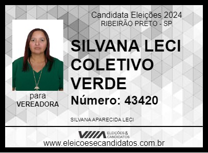 Candidato SILVANA LECI COLETIVO VERDE 2024 - RIBEIRÃO PRETO - Eleições