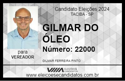 Candidato GILMAR DO ÓLEO 2024 - TACIBA - Eleições