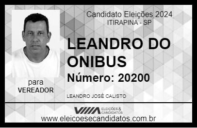 Candidato LEANDRO DO ÔNIBUS 2024 - ITIRAPINA - Eleições