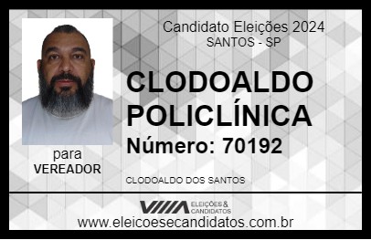 Candidato CLODOALDO SANTOS 2024 - SANTOS - Eleições