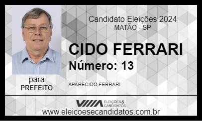 Candidato CIDO FERRARI 2024 - MATÃO - Eleições