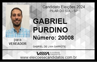 Candidato GABRIEL PURDINO 2024 - PILAR DO SUL - Eleições