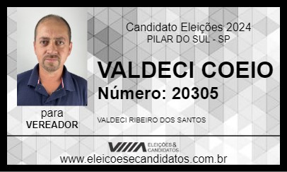 Candidato VALDECI COEIO 2024 - PILAR DO SUL - Eleições