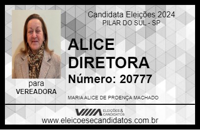 Candidato ALICE DIRETORA 2024 - PILAR DO SUL - Eleições