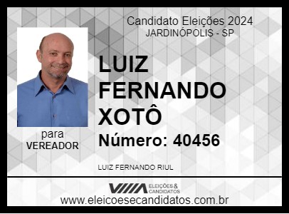 Candidato LUIZ FERNANDO XOTÔ 2024 - JARDINÓPOLIS - Eleições