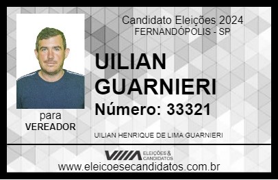 Candidato UILIAN GUARNIERI 2024 - FERNANDÓPOLIS - Eleições