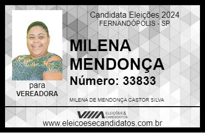 Candidato MILENA MENDONÇA 2024 - FERNANDÓPOLIS - Eleições