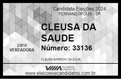 Candidato CLEUSA DA SAUDE 2024 - FERNANDÓPOLIS - Eleições