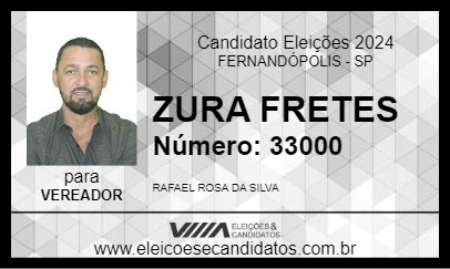 Candidato ZURA FRETES 2024 - FERNANDÓPOLIS - Eleições