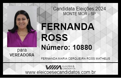 Candidato FERNANDA ROSS 2024 - MONTE MOR - Eleições