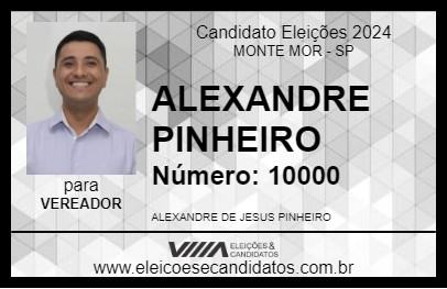 Candidato ALEXANDRE PINHEIRO 2024 - MONTE MOR - Eleições