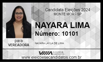 Candidato NAYARA LIMA 2024 - MONTE MOR - Eleições