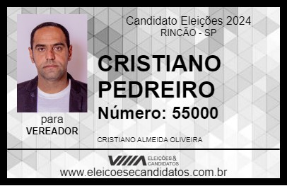 Candidato CRISTIANO PEDREIRO 2024 - RINCÃO - Eleições