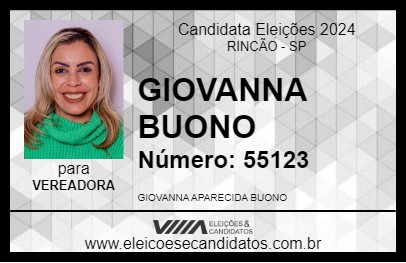 Candidato GIOVANNA BUONO 2024 - RINCÃO - Eleições