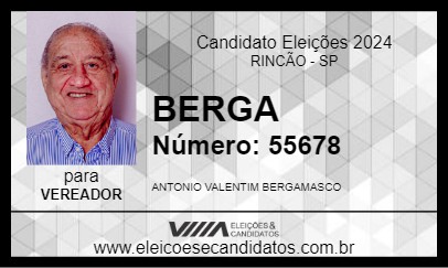 Candidato BERGA 2024 - RINCÃO - Eleições