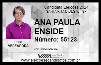 Candidato ANA PAULA ENSIDE 2024 - SANTA RITA D\OESTE - Eleições