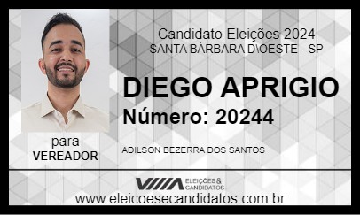 Candidato DIEGO APRIGIO 2024 - SANTA BÁRBARA D\OESTE - Eleições