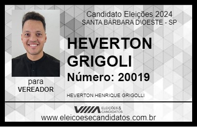 Candidato HEVERTON GRIGOLLI 2024 - SANTA BÁRBARA D\OESTE - Eleições