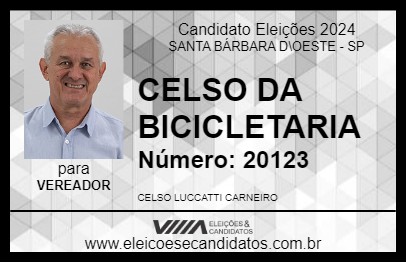 Candidato CELSO DA BICICLETARIA 2024 - SANTA BÁRBARA D\OESTE - Eleições