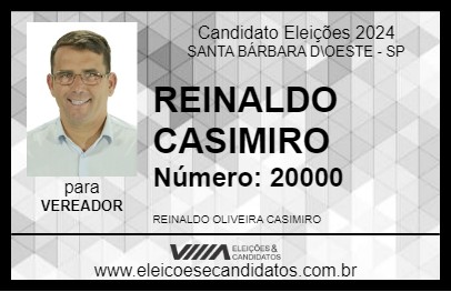 Candidato REINALDO CASIMIRO 2024 - SANTA BÁRBARA D\OESTE - Eleições