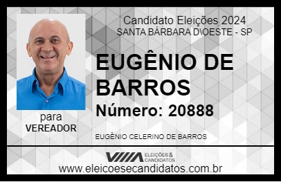 Candidato EUGÊNIO DE BARROS 2024 - SANTA BÁRBARA D\OESTE - Eleições