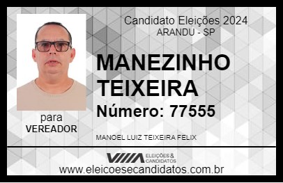 Candidato MANEZINHO TEIXEIRA 2024 - ARANDU - Eleições