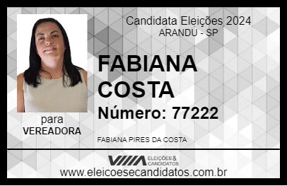 Candidato FABIANA COSTA 2024 - ARANDU - Eleições