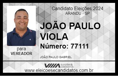 Candidato JOÃO PAULO VIOLA 2024 - ARANDU - Eleições