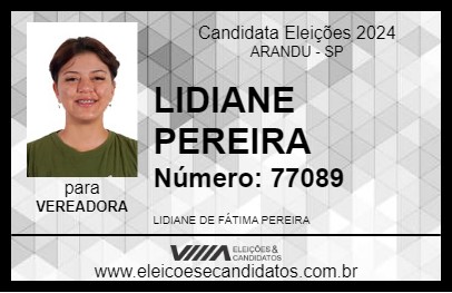 Candidato LIDIANE PEREIRA 2024 - ARANDU - Eleições