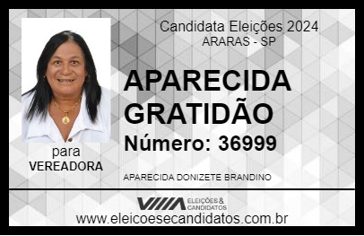 Candidato APARECIDA GRATIDÃO 2024 - ARARAS - Eleições