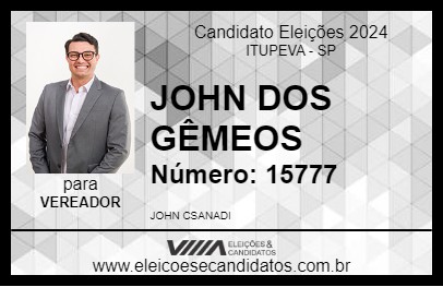 Candidato JOHN DOS GÊMEOS 2024 - ITUPEVA - Eleições