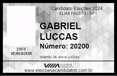 Candidato GABRIEL LUCCAS 2024 - ELIAS FAUSTO - Eleições