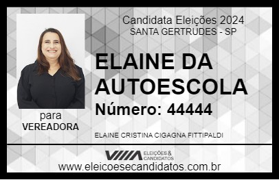 Candidato ELAINE DA AUTOESCOLA 2024 - SANTA GERTRUDES - Eleições