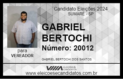 Candidato GABRIEL BERTOCHI 2024 - SUMARÉ - Eleições