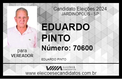 Candidato EDUARDO PINTO 2024 - JARDINÓPOLIS - Eleições