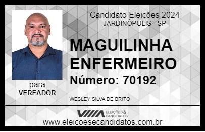 Candidato MAGUILINHA ENFERMEIRO 2024 - JARDINÓPOLIS - Eleições