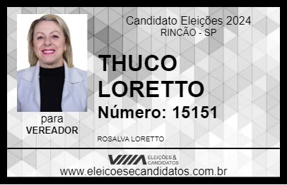 Candidato TCHUCO LORETTO 2024 - RINCÃO - Eleições