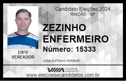 Candidato ZEZINHO ENFERMEIRO 2024 - RINCÃO - Eleições