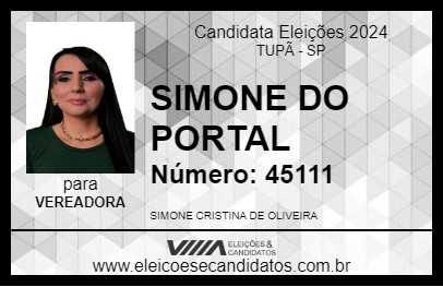 Candidato SIMONE DO PORTAL 2024 - TUPÃ - Eleições