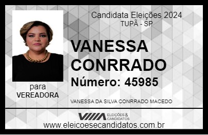 Candidato VANESSA CONRRADO 2024 - TUPÃ - Eleições