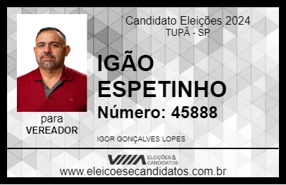 Candidato IGÃO ESPETINHO 2024 - TUPÃ - Eleições