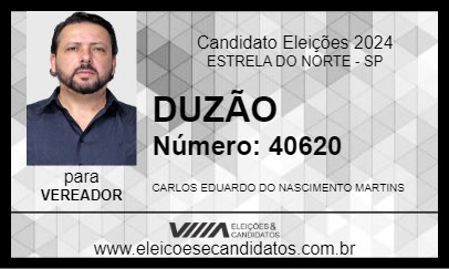 Candidato DUZÃO 2024 - ESTRELA DO NORTE - Eleições