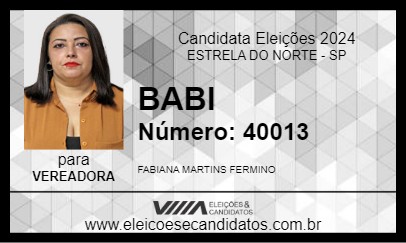 Candidato BABI 2024 - ESTRELA DO NORTE - Eleições